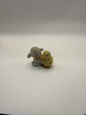 1983 Bisque Lamb and Duck Figurine: Retro Collectible